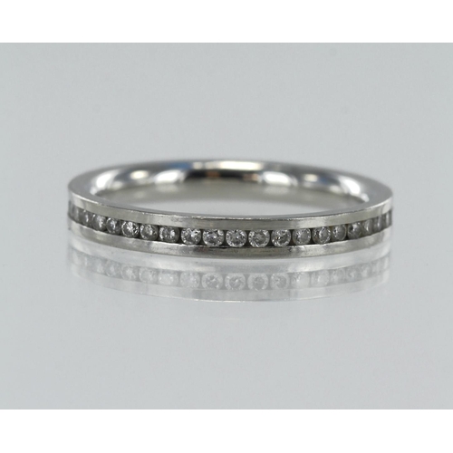 87 - Platinum diamond eternity ring, TDW approx. 0.11ct, diamond coverage 3/4, finger size K/L, weight 4.... 