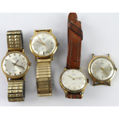 100 - Assortment of four manual wind gents wristwatches, all with date aperture at 3 o'clock. Working when... 