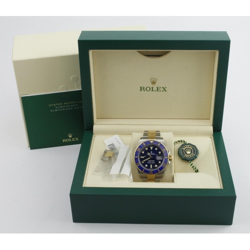 110 - Rolex Submariner 'Bluesy' Oyster Perpetual Date stainless steel and gold gents wristwatch, 2020 new ... 