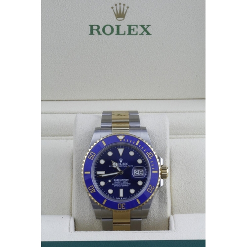 110 - Rolex Submariner 'Bluesy' Oyster Perpetual Date stainless steel and gold gents wristwatch, 2020 new ... 