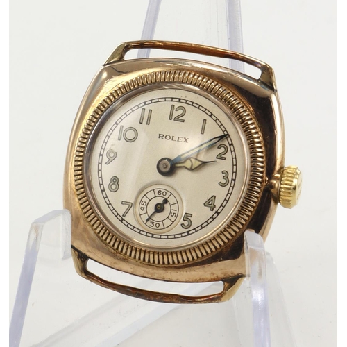 121 - Rolex 9ct cased manual wind wristwatch, circa 1930s. The silvered dial with Arabic numerals, black o... 