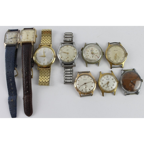 122 - Assortment of nine manual wind gents wristwatches, all with subsidiary second dials at 6 o'clock. Al... 