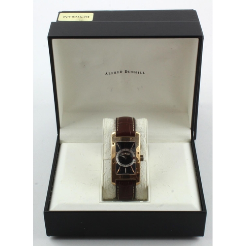 128 - Gents Dunhill Citytamer 18ct yellow and white gold split case wristwatch, the black dial with Arabic... 