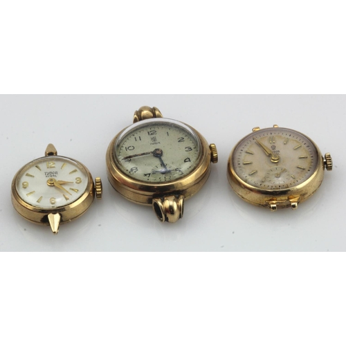 13 - Tudor, three ladies 9ct cased manual wind wristwatches, two signed 'Tudor Royal', one 'Tudor'. The R... 