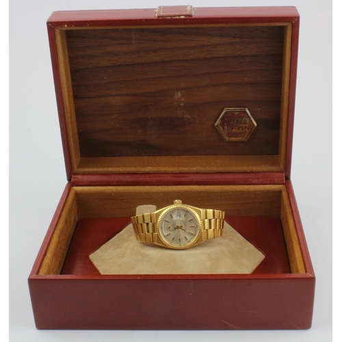 14 - Rolex Oysterquartz Day-Date 18ct gents wristwatch, ref. 19018, cal. 5055, circa 1980s. The champagne... 