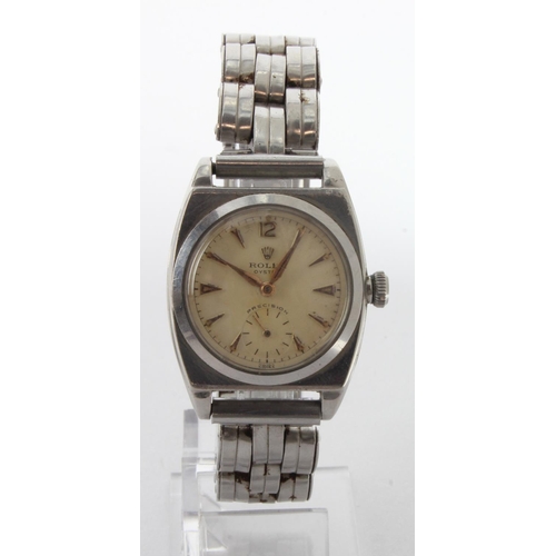 145 - Rolex Oyster Precision stainless steel cased manual wind gents wristwatch, circa 1940s. The cream di... 