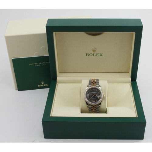 147 - Rolex Datejust Oyster Perpetual 36 Oystersteel and Everose gold ladies wristwatch, 2022 card, ref.12... 