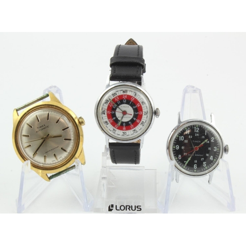 159 - Timex, two gents manual wind wristwatches along with one automatic. All with center seconds, the man... 