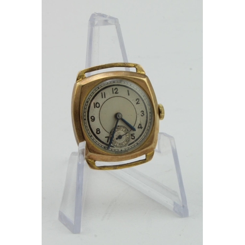 173 - Gents 9ct cased wristwatch, hallmarked Chester 1937. The silver dial with black arabic numerals and ... 