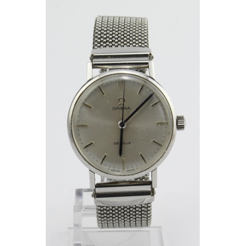 177 - Gents stainless steel cased manual wind Omega De Ville wristwatch circa 1969. The silver dial with s... 