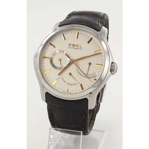 182 - Ebel Hexagon gents stainless steel cased automatic wristwatch, ref. 1215833. The cream dial with gil... 