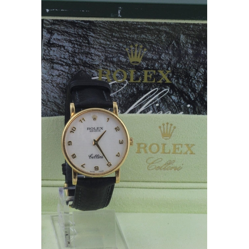 183 - Gents 18ct cased Rolex Cellini wristwatch. Purchased 2008. comes with box, purchase receipt and book... 