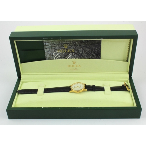 183 - Gents 18ct cased Rolex Cellini wristwatch. Purchased 2008. comes with box, purchase receipt and book... 