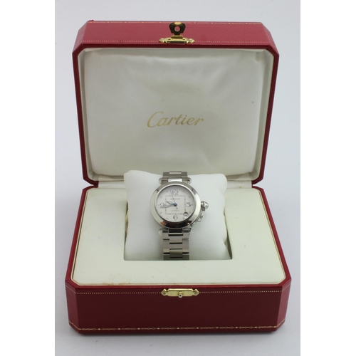 184 - Cartier Pasha stainless steel cased automatic unisex wristwatch, ref. 2324, circa 2000s. The off-whi... 