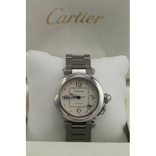 184 - Cartier Pasha stainless steel cased automatic unisex wristwatch, ref. 2324, circa 2000s. The off-whi... 