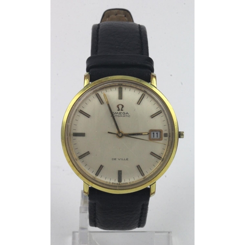 192 - Gents gold plated Omega Deville automatic wristwatch. The cream dial with gilt baton markers and dat... 