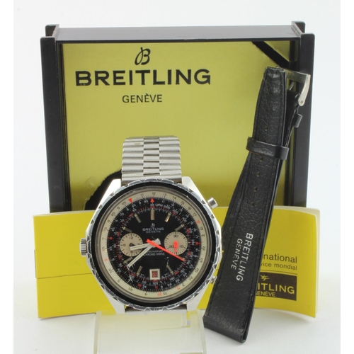 197 - Gents stainless steel cased Breitling Navitimer Chrono-Matic wristwatch, purchased 19/3/1977. Case d... 