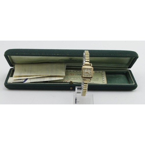 199 - Ladies 9ct cased Rolex Precision wristwatch. Complete with original box and some paperwork. Purchase... 