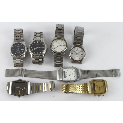 20 - Seiko, seven quartz gents wristwatches. All on stainless steel bracelets and untested