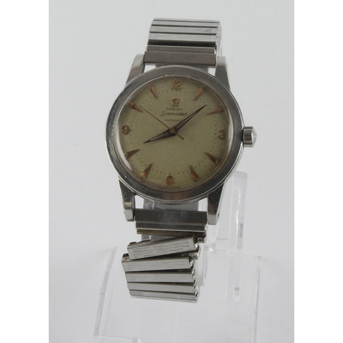 202 - Gents stainless steel cased Omega Seamaster automatic wristwatch circa 1950. The cream dial with gil... 