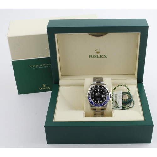 203 - Rolex GMT-Master II 'Batman' Oyster Perpetual Date stainless steel gents wristwatch, 2021 card, ref.... 