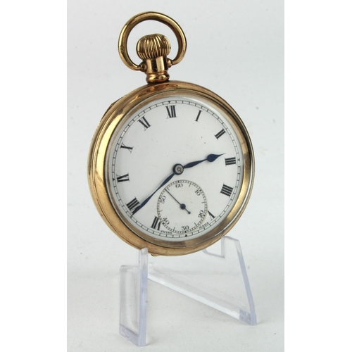 236 - Gents gold plated open face pocket watch by Vertex in a Dennison star case. The white dial with blac... 