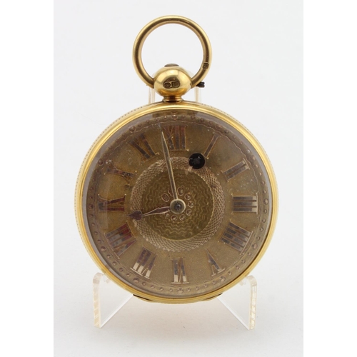 252 - Gents 18ct cased open face pocket watch, hallmarked London 1781. The gilt dial with gilt roman numer... 