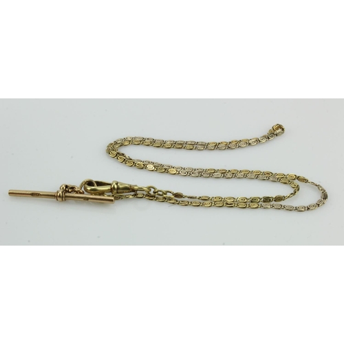 295 - Yellow gold (tests 14ct) pocket watch chain, S-link chain with dog clip and yellow gold (tests 9ct) ... 