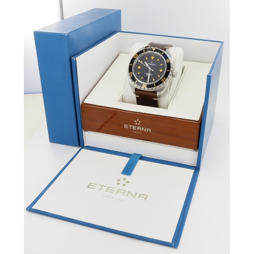 30 - Eterna Super KonTiki gents automatic wristwatch, ref. 1273. The black dial with yellow dot markers a... 