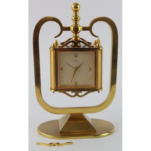 307 - Imhof gilt brass desk compendium / weather station, comprising clock, hygrometer, barometer & thermo... 