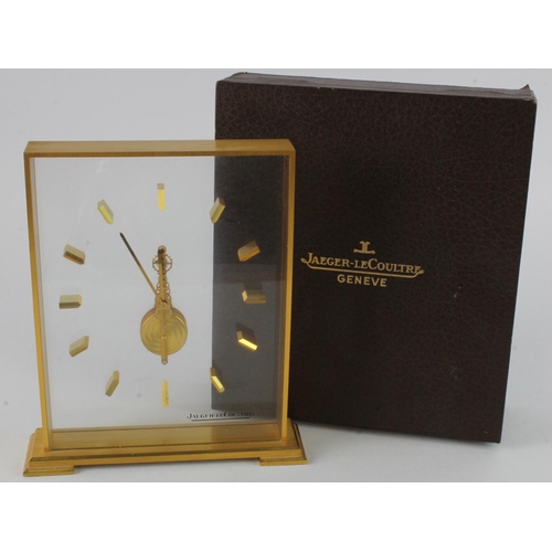 308 - Jaeger LeCoultre mantel clock, height 19.5cm approx., contained in original box (not working, sold a... 