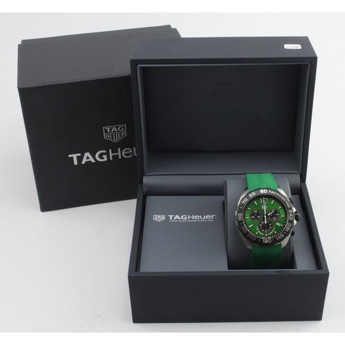 33 - Tag Heuer Formula 1 chronograph stainless steel gents quartz wristwatch. The green dial with luminou... 