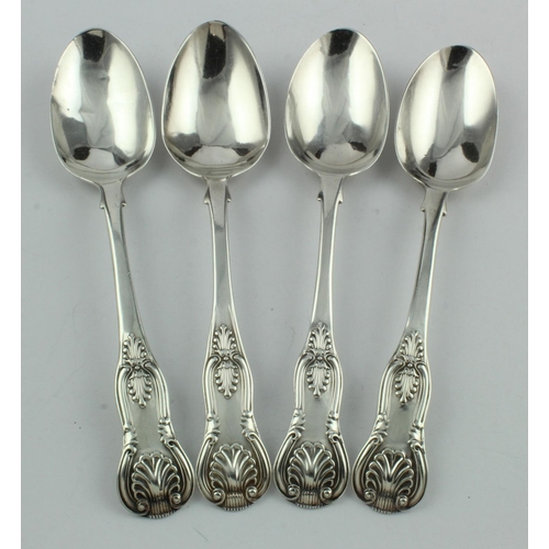 338 - Four Victorian silver single- struck King's pattern dessert spoons, mixed makers, one hallmarked for... 