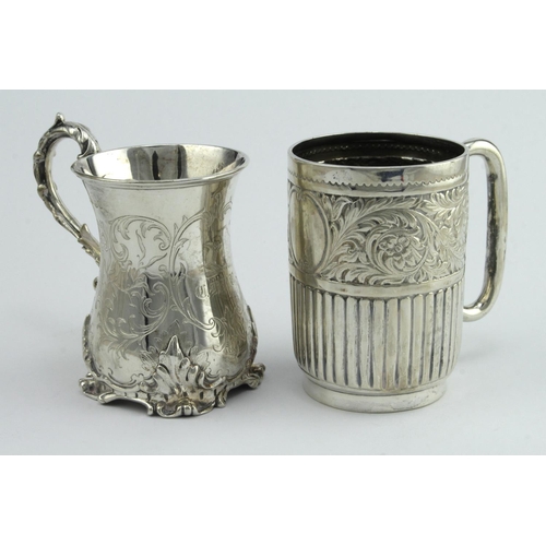 347 - Two silver cups, each with ornate decoration, hallmarked 'IK, London 1851' & 'HA, Sheffield 1902', t... 