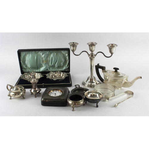 350 - Mixed Silver. A collection of various mixed hallmarked silver (except pocket watch), including teapo... 