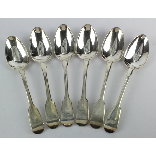 351 - Set of six silver dessert spoons, hallmarked 'HLHL, London 1851' (H J Lias & Son), length 17cm appro... 