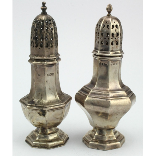 355 - Two silver sugar sifters, tallest 16cm approx., total weight 7.4oz. approx.