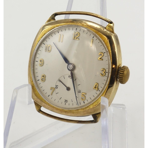 36 - Gents 9ct cased manual wind wristwatch, the Dennison case hallmarked Birmingham 1950. The cream dial... 