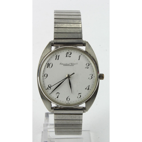 39 - Gents International Watch Company stainless steel manual wind wristwatch. The signed white dial with... 