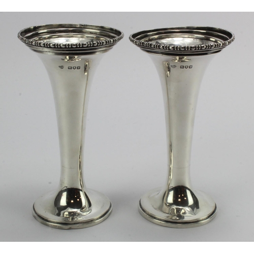 395 - Pair of silver, good quality flower tubes with loaded bases (unusually they both have hallmarked sil... 