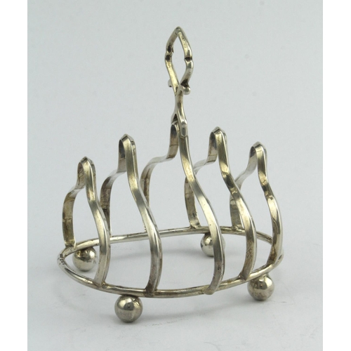 401 - Unusual shaped silver toast rack, hallmarked JS&S Birm 1905. Weight 4oz. approx.