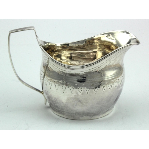 404 - George III silver, bright-cut engraved cream jug - Maker difficult to read, other hallmarks stand fo... 