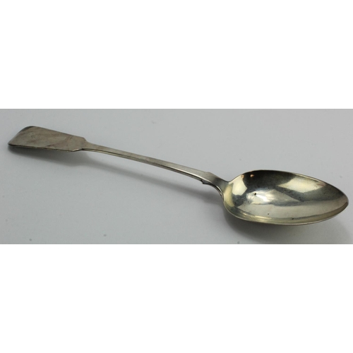 455 - Large Victorian silver serving spoon, hallmarked 'J.S, Exeter 1843' (John Stone), length 30cm, weigh... 