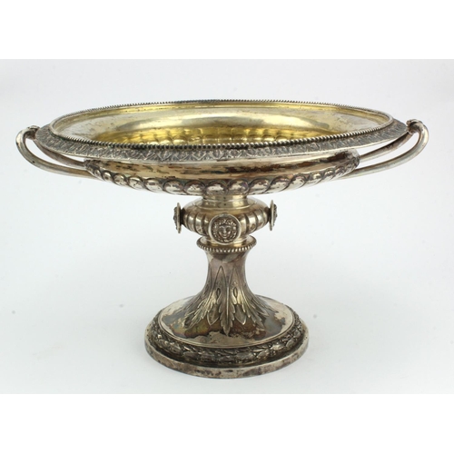 471 - Large Victorian silver pedestal dish, with twin handles, hallmarked 'London 1877', height 17cm, diam... 