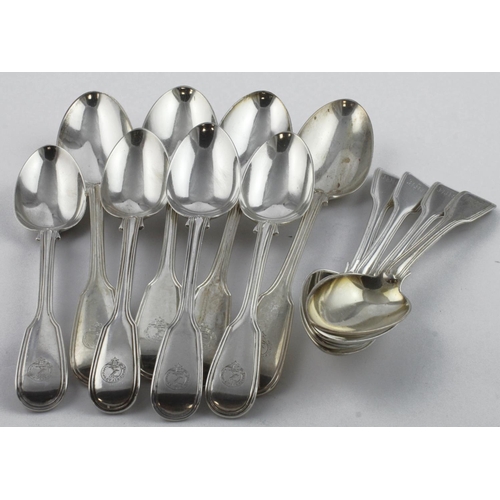 485 - Spoons. A group of twelve various Victorian silver hallmarked spoons, weight 26.2oz. approx.