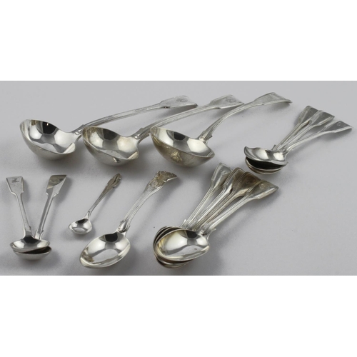 494 - Spoons. A group of fourteen various Georgian and later silver spoons, etc., weight 16.2oz. approx.