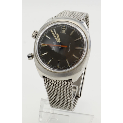 5 - Omega Chronostop Geneve drivers stainless steel cased manual wind gents wristwatch, 1969.  The grey ... 