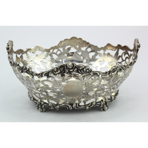 502 - Silver bowl, with floral decoration, hallmarked 'C.SH, London 1897' (Charles Stuart Harris), height ... 