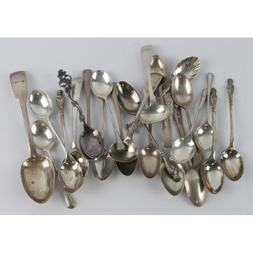 504 - Teaspoons. A collection of approximately twenty-three silver hallmarked teaspoons, etc., weight 8.5o... 