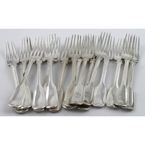 508 - Forks. A group of sixteen various silver hallmarked forks (mostly Victorian), weight 28.6oz. approx.